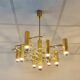 Golden brass chandelier by Gaetano Sciolari for Boulanger