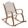 Handcrafted rocking chair in curved wood with a white seat.