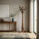 Antique neoclassical candelabrum in wood and iron, Italy, 19th century