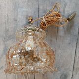 Glass and brass pendant light, vintage, 1960s