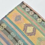 Tapis Kilim Anatolien 5x9 ft – Rayures Pastel en Vert Menthe, 163x268Cm