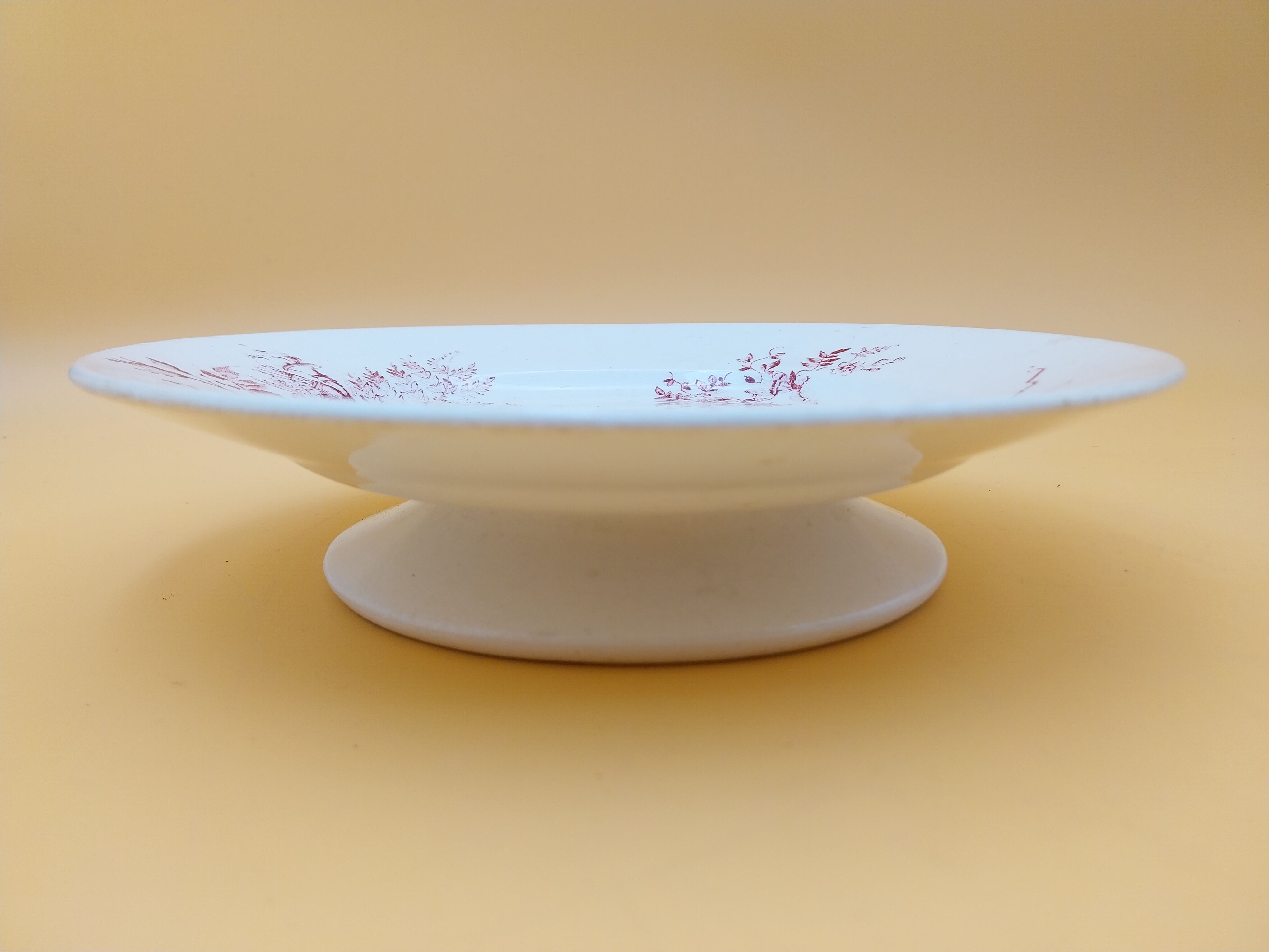 2 Compotiers Choisy le Roi Avellan Boulenger ironstone floral decoration red