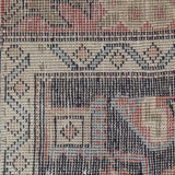 Handmade caucasian oriental wool runner rug blue traditional entranceway rug 140x300cm