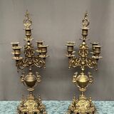 Pair of Renaissance style candlesticks. Solid bronze.