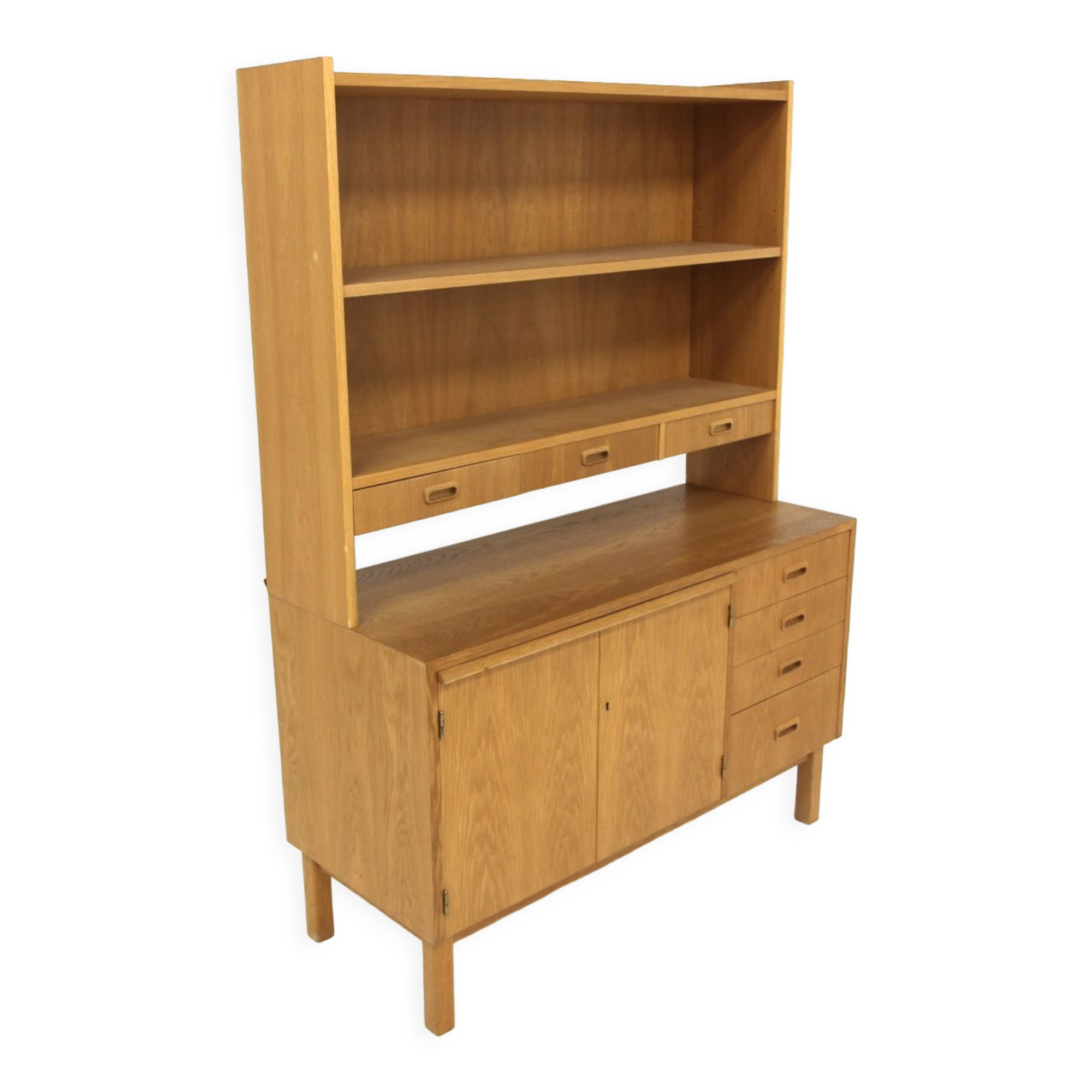 Scandinavian oak chest of drawers-bookcase, Sweden, 1960