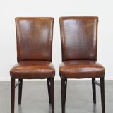 Set of 6 Dining Chairs Made from Sheepskin Leather