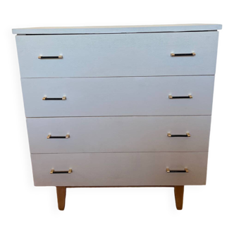 Commode vintage blanche pieds compas
