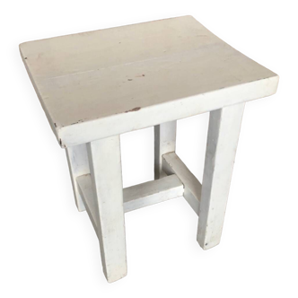 Tabouret de Traite Bois Blanc Vintage