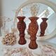 Candlestick / Vase in carved exotic wood