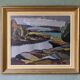 Mid-Century Modern "Meander" Vintage Expressionist River Landscape Oil Painting, Framed
