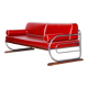 Bauhaus Red Tubular Chromed Steel Sofa by Robert Slezák, 1930s