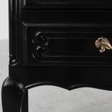 Commode de style Louis XV en chêne laqué noir, France, années 1950