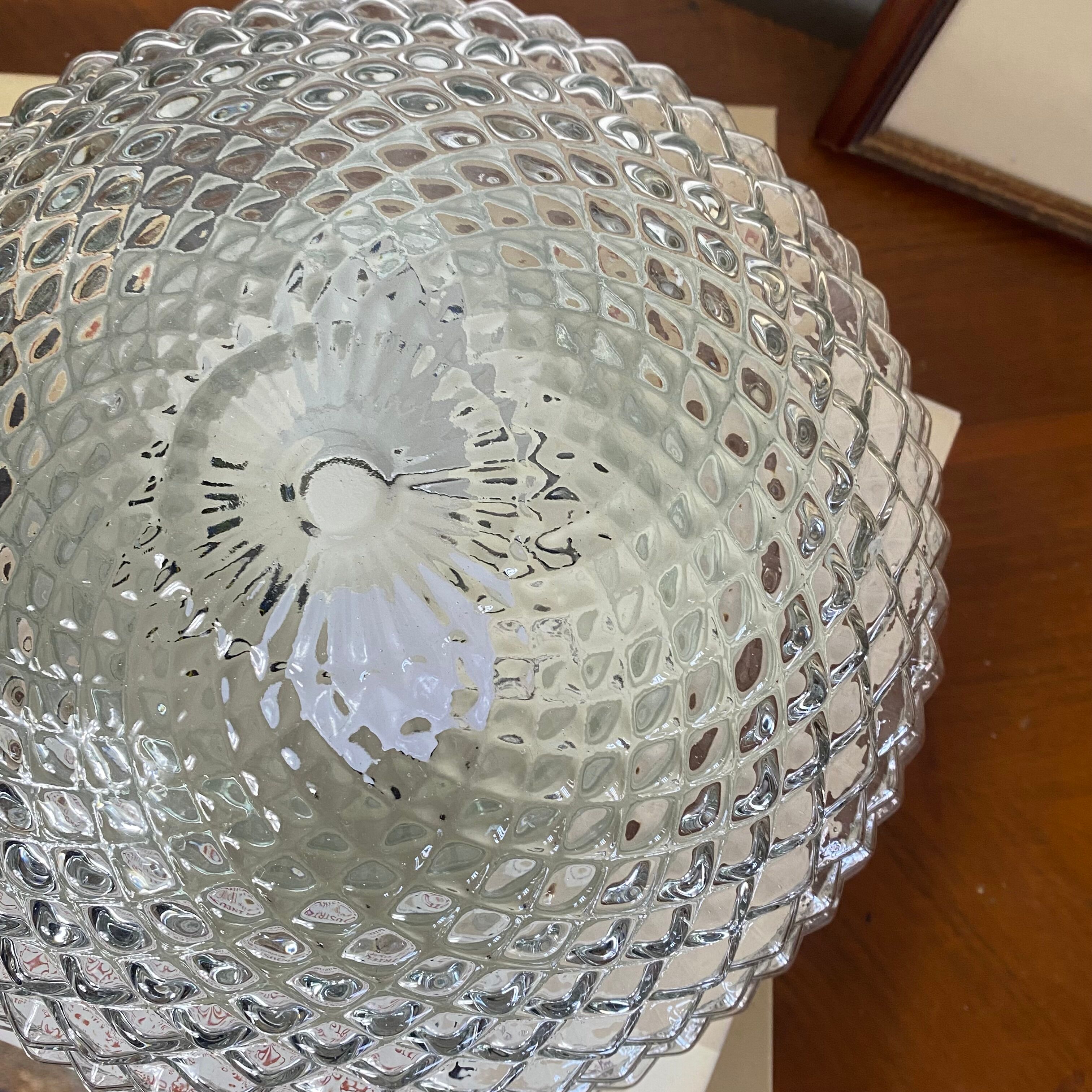Vintage wall light ceiling fixture transparent glass 1970s 1980s