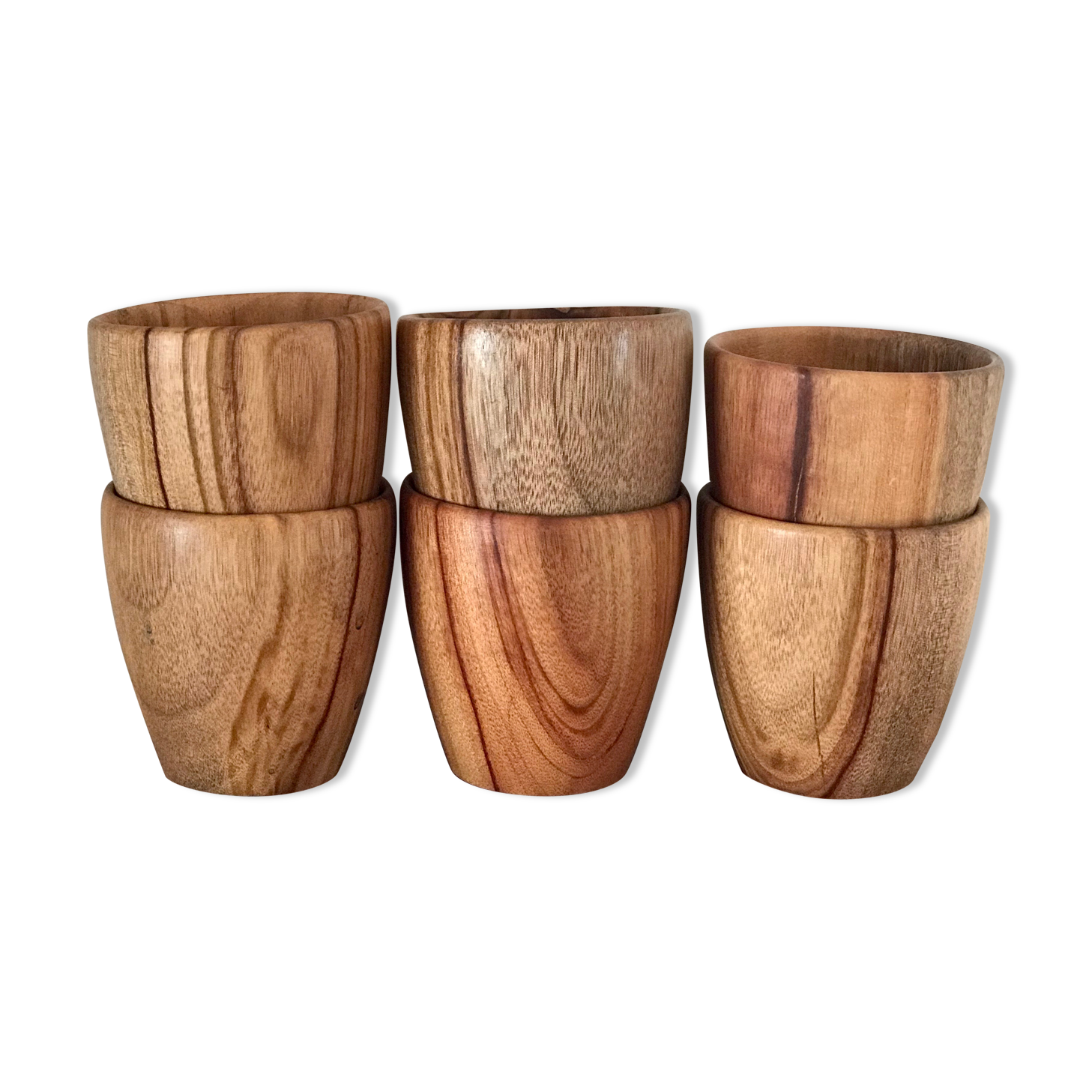 Set of 6 wooden cups
