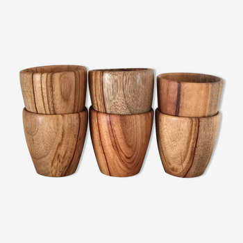 Set of 6 wooden cups