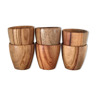 Set of 6 wooden cups