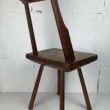 Chaise d'appoint brutaliste artisanale antique fabriquée à la main, style ferme néerlandais