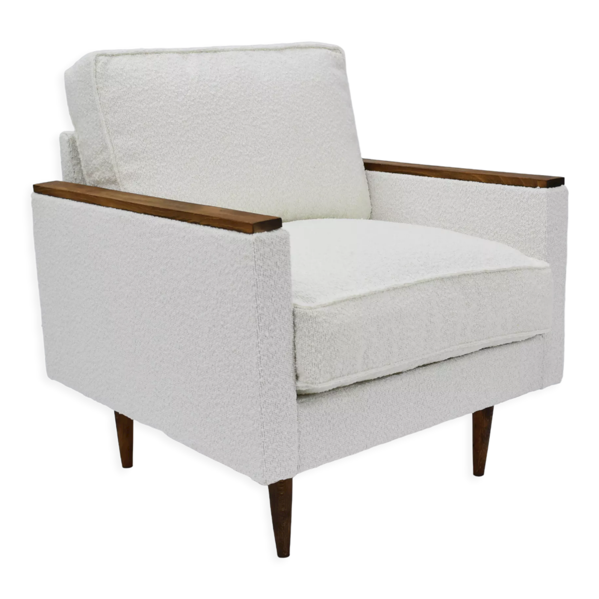 Original 70's armchair ZWP-08, fully restored, Bouclé, white