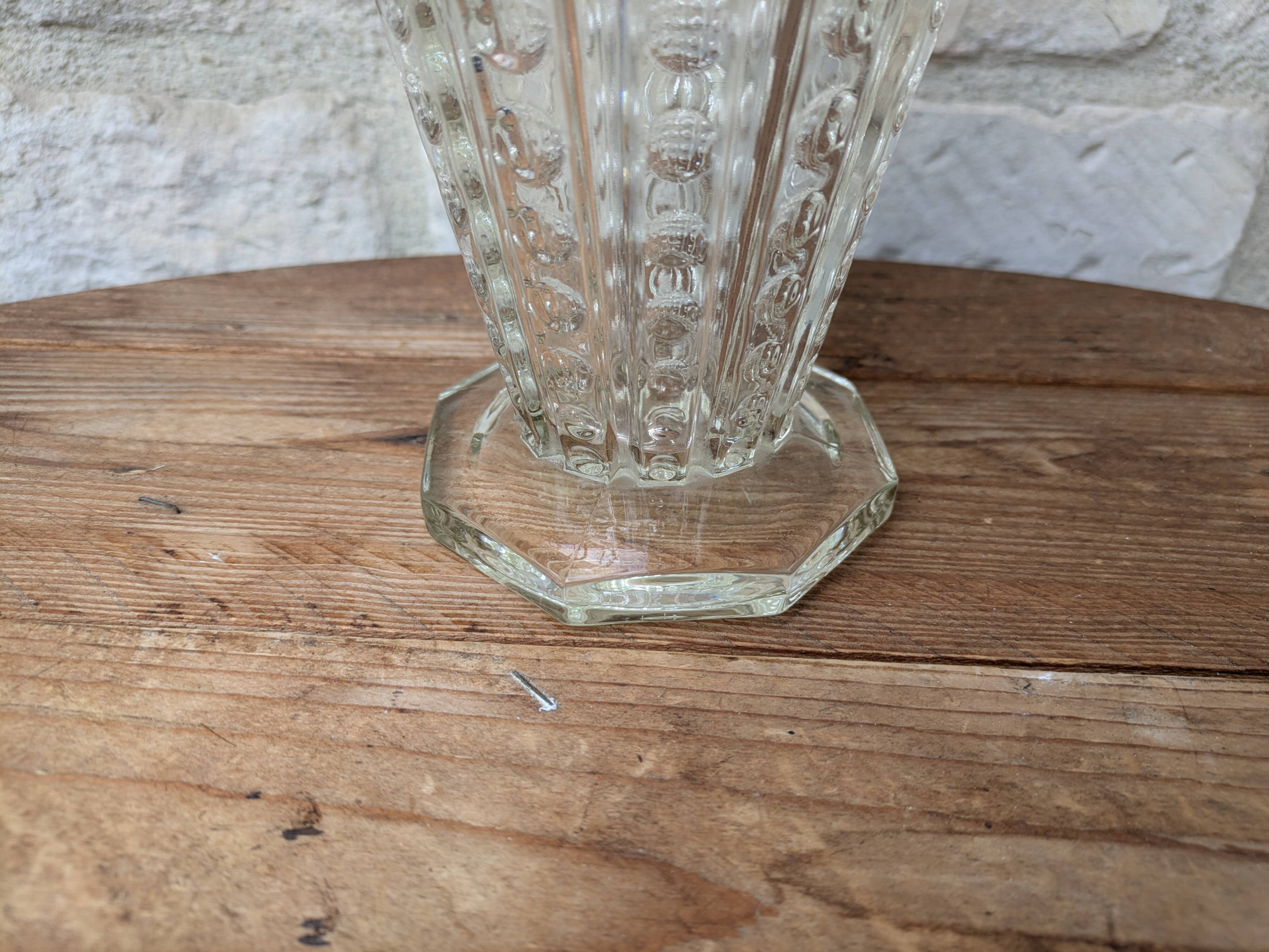 Antique pressed glass vase art deco style sklo union