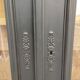 Bookcase black patina shell pediment 2 drawer doors