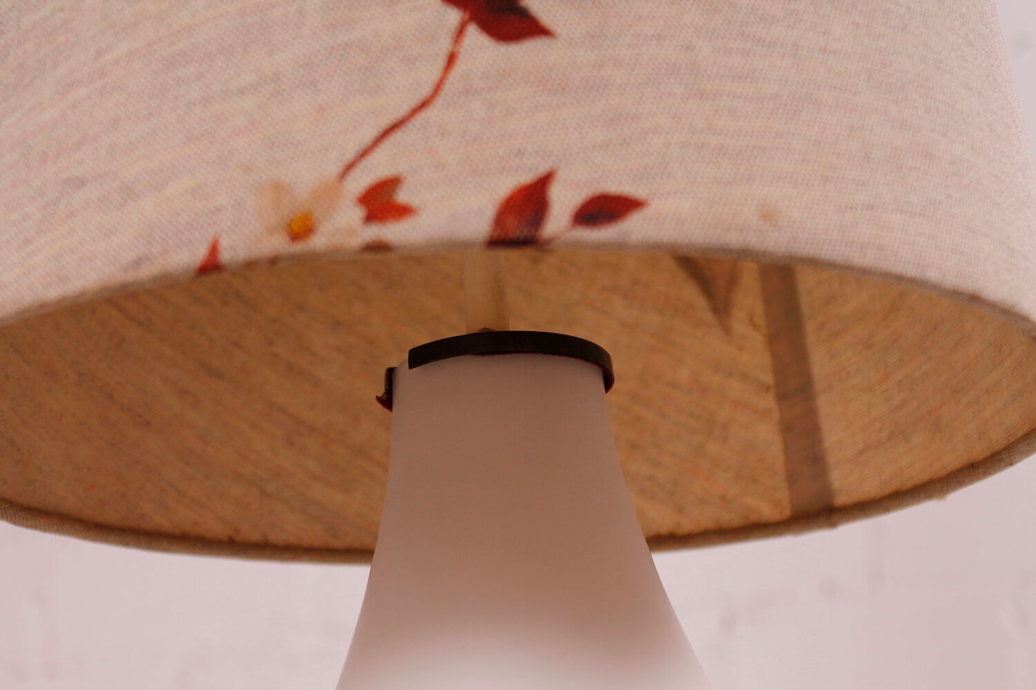 Glass floor lamp with floral shade, 1960s