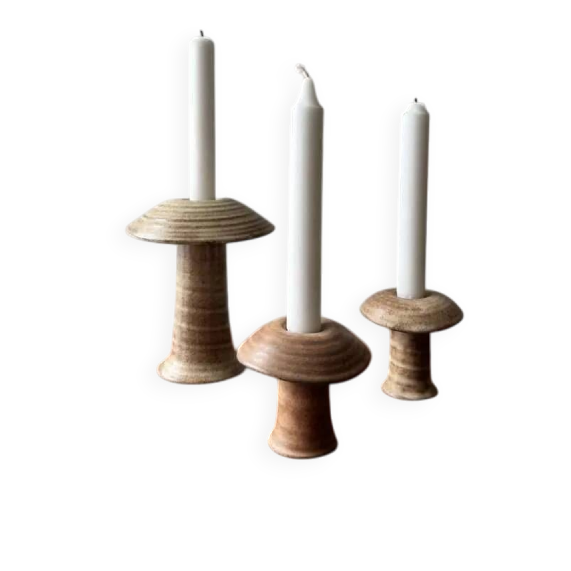Set of three ceramic mushroom oil lamps by Freek Berends from the 1970s.