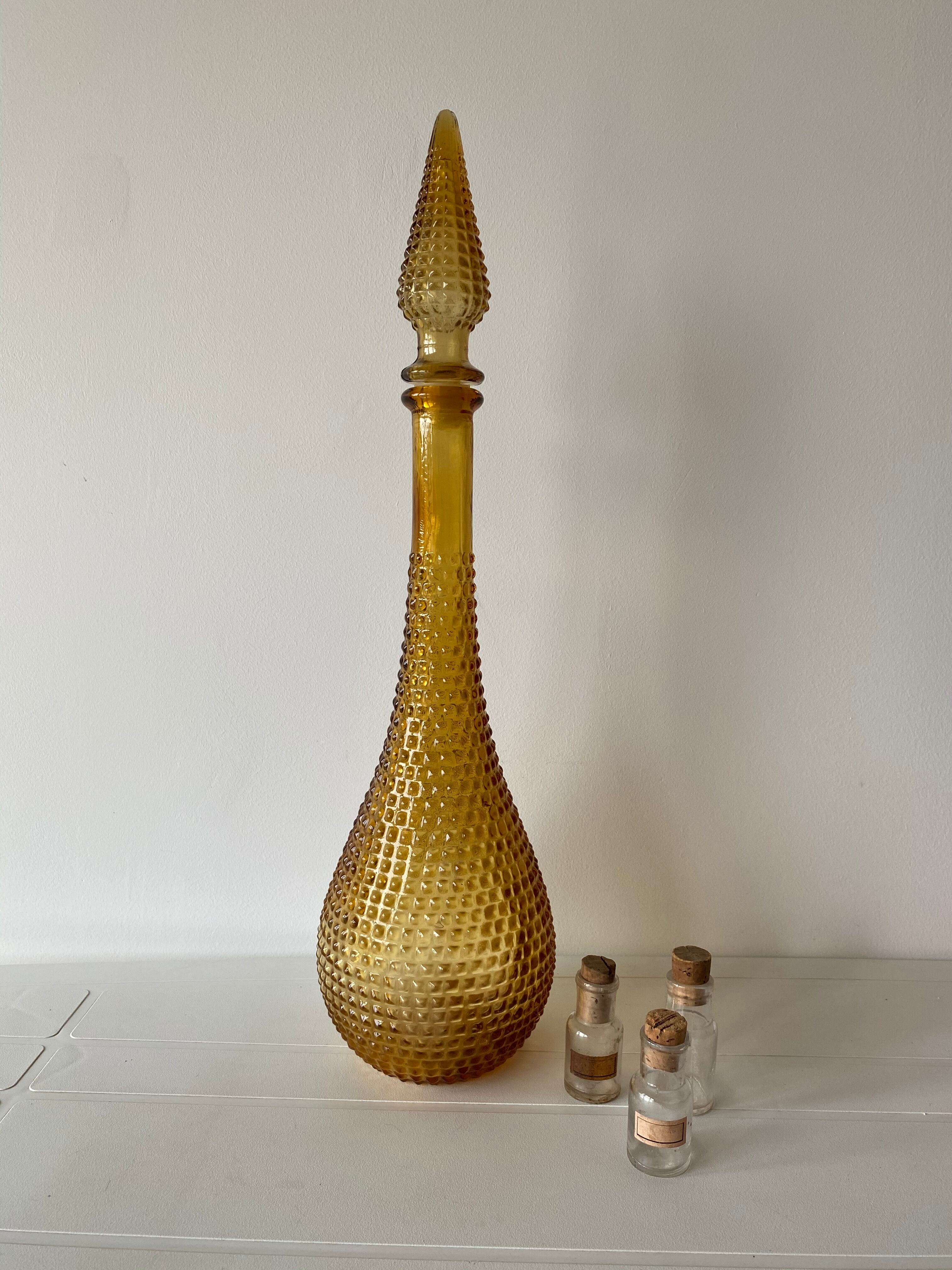 Carafe Empoli amber relief diamond tips