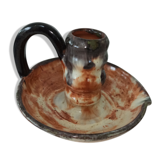 Stoneware candle holder signed P. Biron. 1940