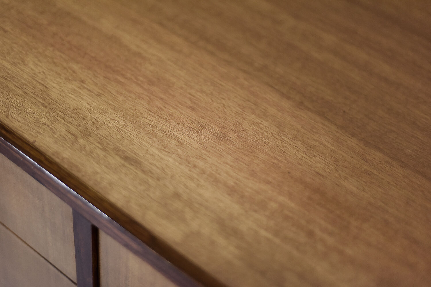 Classic vintage mid-century mahogany buffet with drawers, Danish Scandinavian style, 1970s.