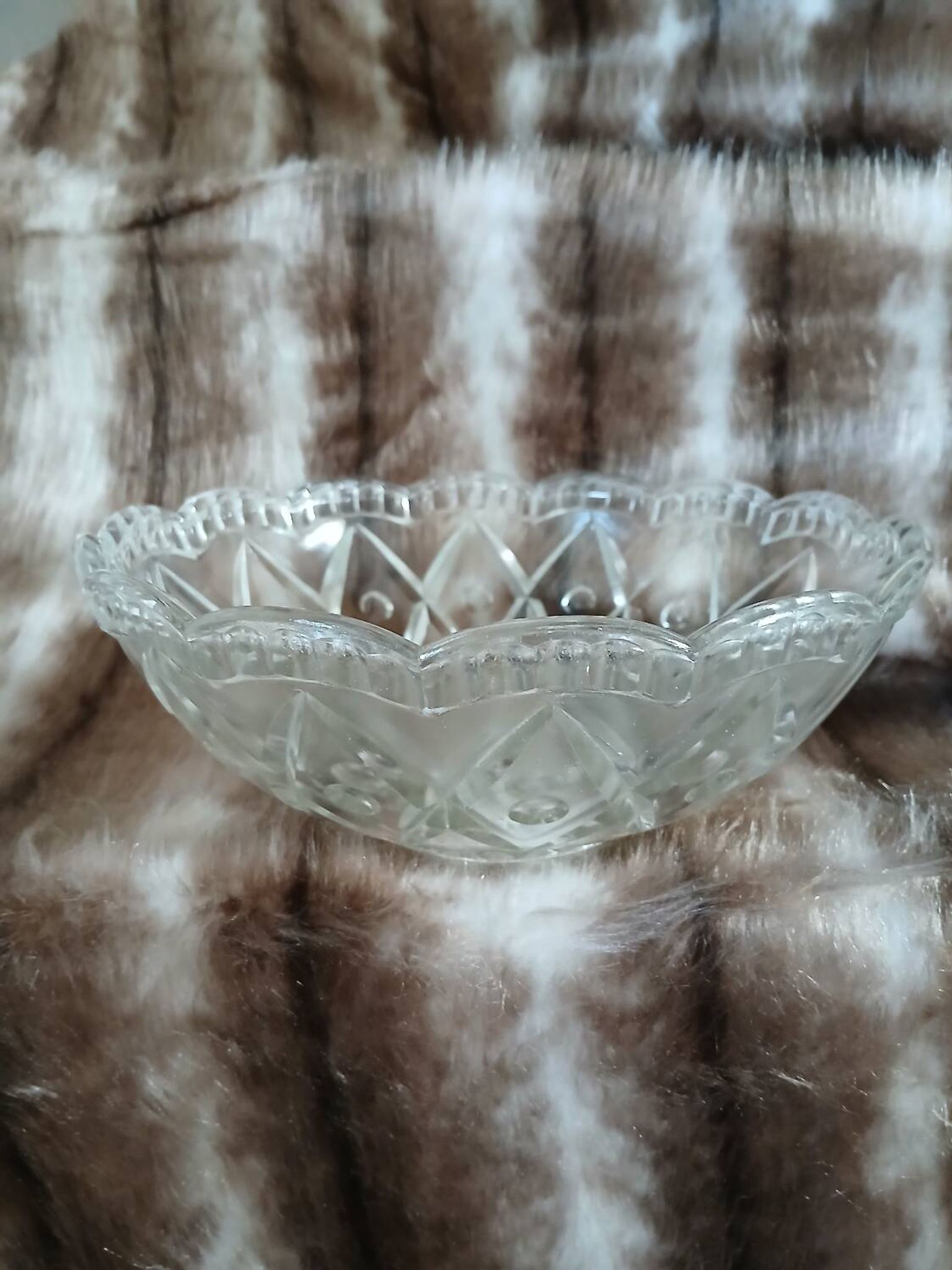 Antique cut glass salad bowl