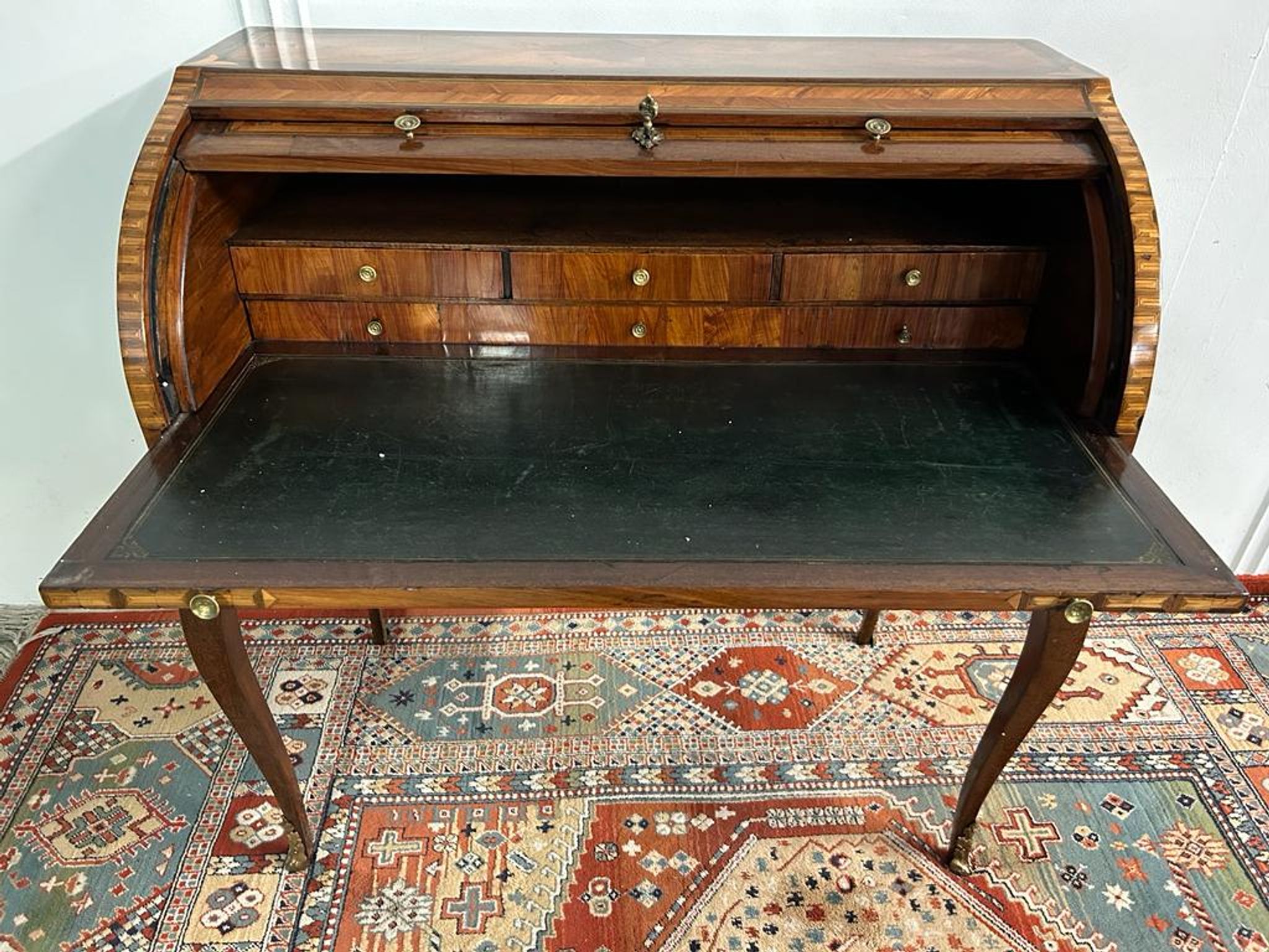 Desk cylinder marquetry louis xv period eighteenth