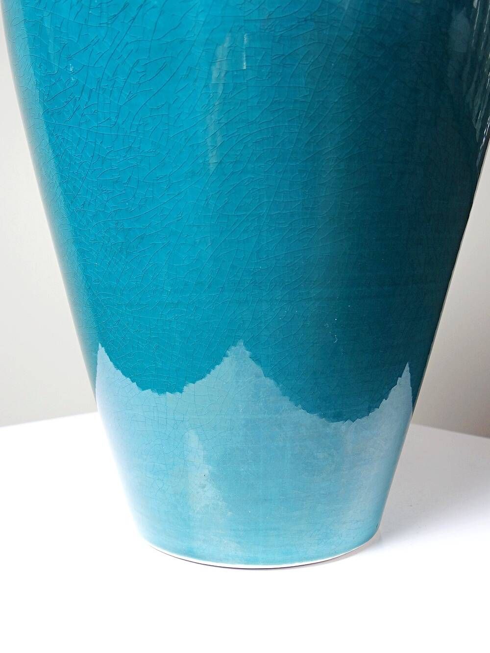 Vintage vase Dinis Portugal in turquoise and cobalt blue ceramic, 1970s.
