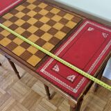 Louis Philippe style chess table and chess game with leather and wood tablets