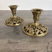 Paire de Bougeoirs Art Nouveau en Bronze Doré