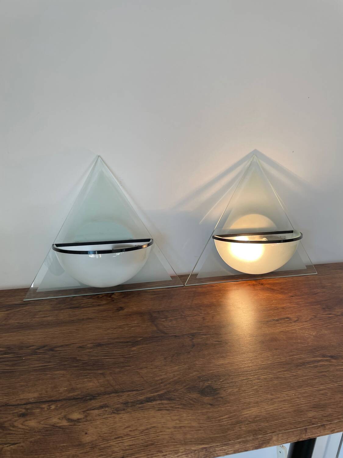 Pair of Illo wall lamps for Lamperti, 1980s, made in Italy