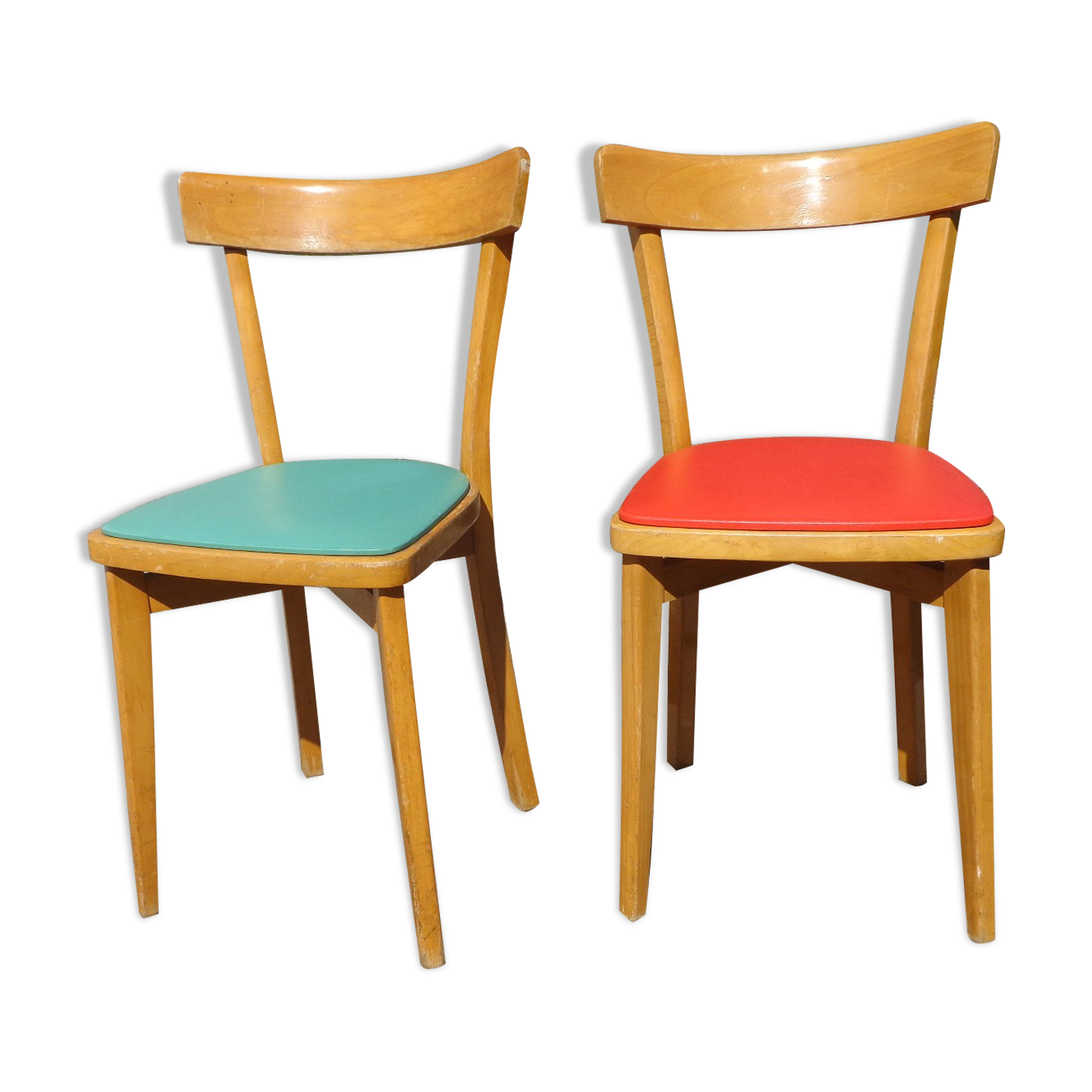 Duo of bistro chairs Luterma red/green