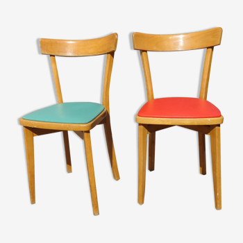 Duo de chaises bistrot Luterma rouge/vert