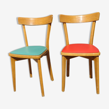 Duo of bistro chairs Luterma red/green