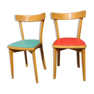 Duo of bistro chairs Luterma red/green