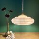Vintage pink Clichy glass pendant lampshade with marbled effect