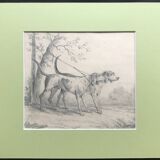 Portrait de deux chiens, tableau, dessin