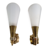 Appliques laiton et plexiglas style Maison Lunel