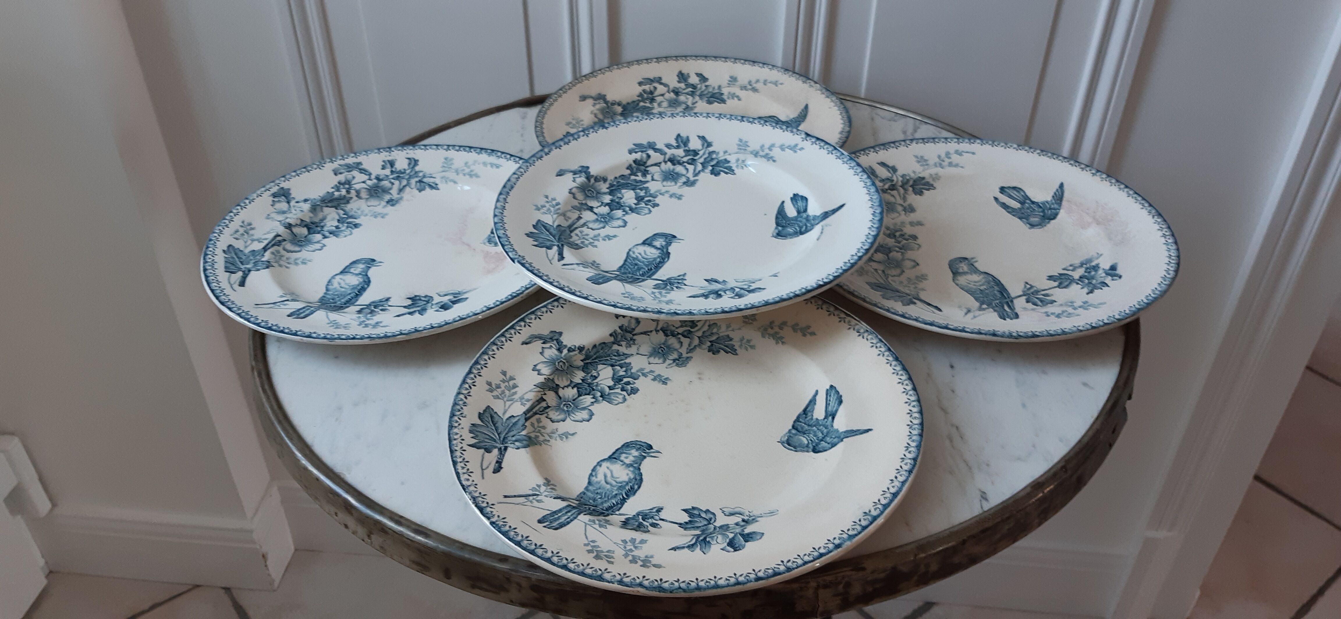 Set of 5 flat plates Iron Earth Longwy model ""