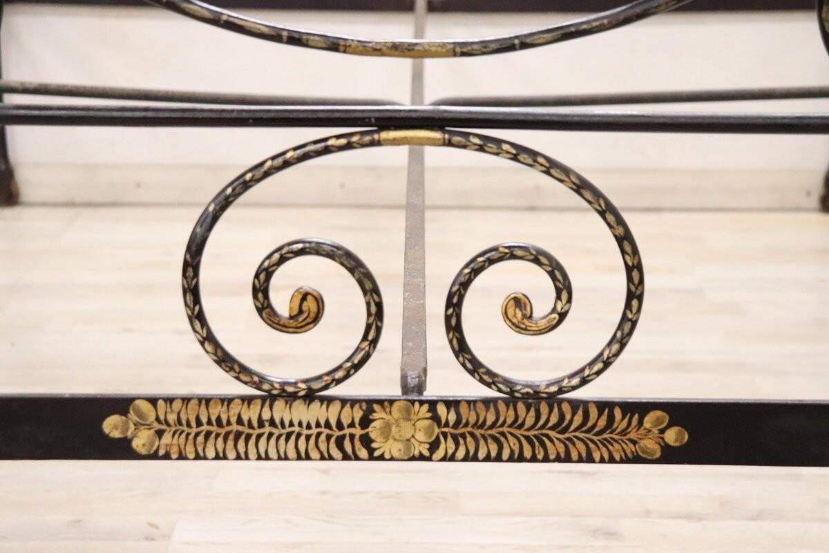 Antique wrought iron double bed, Italy 19th century