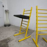 Paire de tabouret de bar italien ajustables jaune laqué et noir