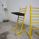 Paire de tabouret de bar italien ajustables jaune laqué et noir