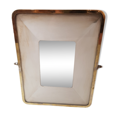 Miroir lumineux, cadre laiton doré et chromé, années 30 - 30x36cm