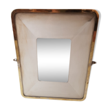 Miroir lumineux, cadre laiton doré et chromé, années 30 - 30x36cm
