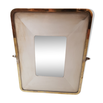 Bright mirror, frame gold and chrome, brass 30 years - 30x36cm