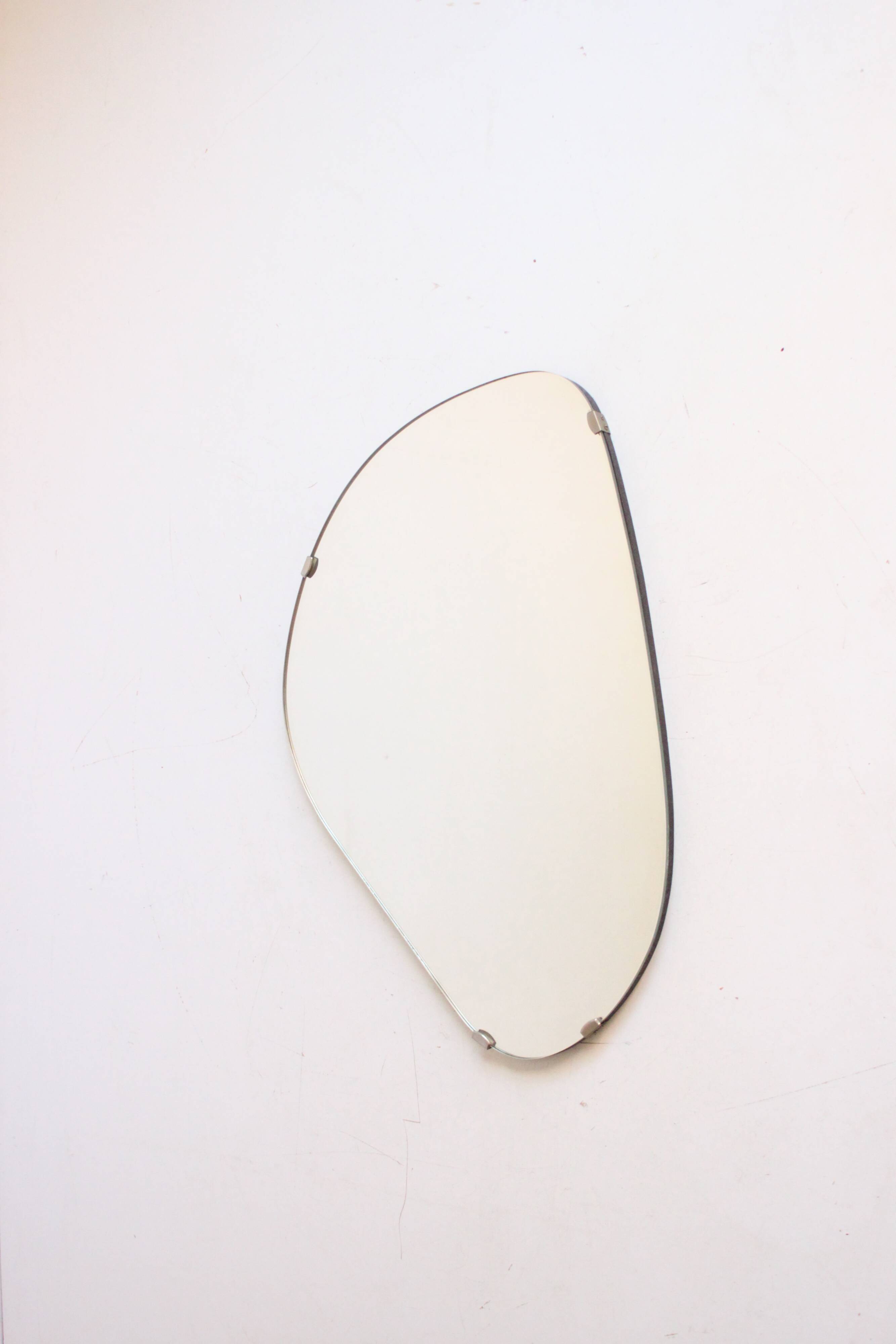 Vintage organic mirror, kidney shaped, Belgium 1950s